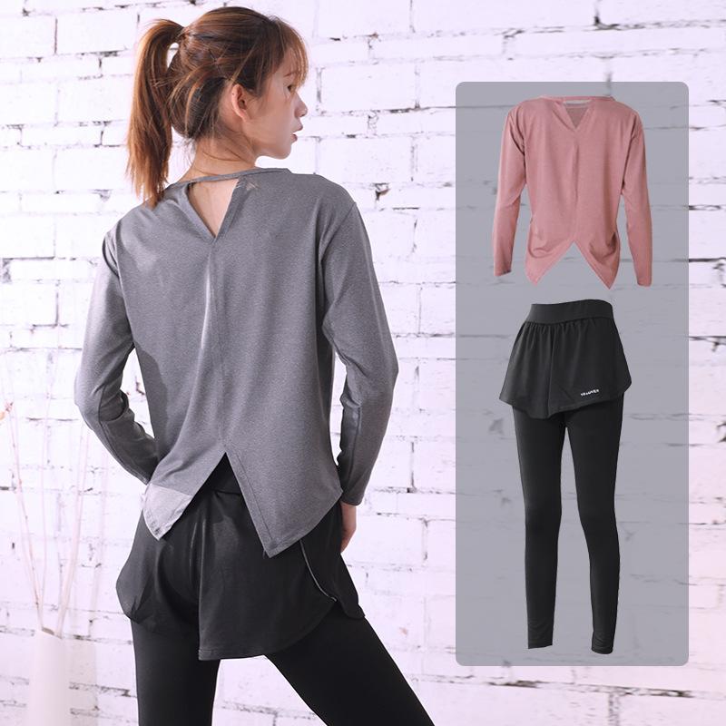 Women's 2PCS Garment Suit Professional Gym Sports Fitness Suit Quick Dryer Loose Slim Fit Large Size Suit Split Top Slim Pants Running Sets