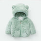 Girls' Warm and Windproof Cotton Clothes Autumn and Winter Thickened Plus Fleece Hooded Jacket