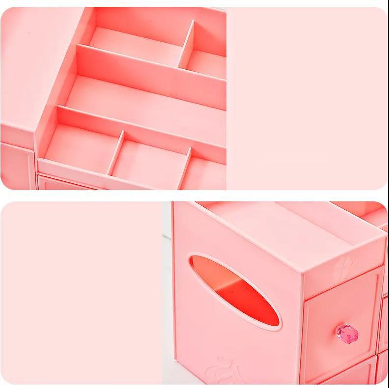 Desktop Cosmetic Storage Box Plastic Storage Rack Drawer Makeup Box Transparent Finishing Box Dressing Table Rack