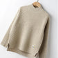 Women's Fashion Solid Color Half Turtleneck Pullover Sweater Casual Loose Large Size Side Slit Sweater