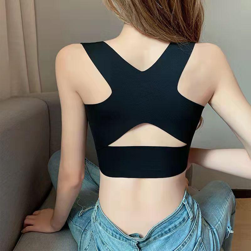 Sports Underwear Women's Correction Hunchback Shapewear No Steel Ring Fitness Bra Gather and Close Breasts Seamless Bra Cross Strap Vest Yoga Tank Top