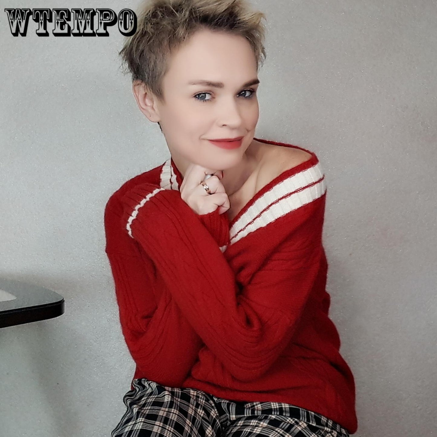 Women Loose Casual V-neck Knit Sweater Thick Warm Knitted Tops Outwear