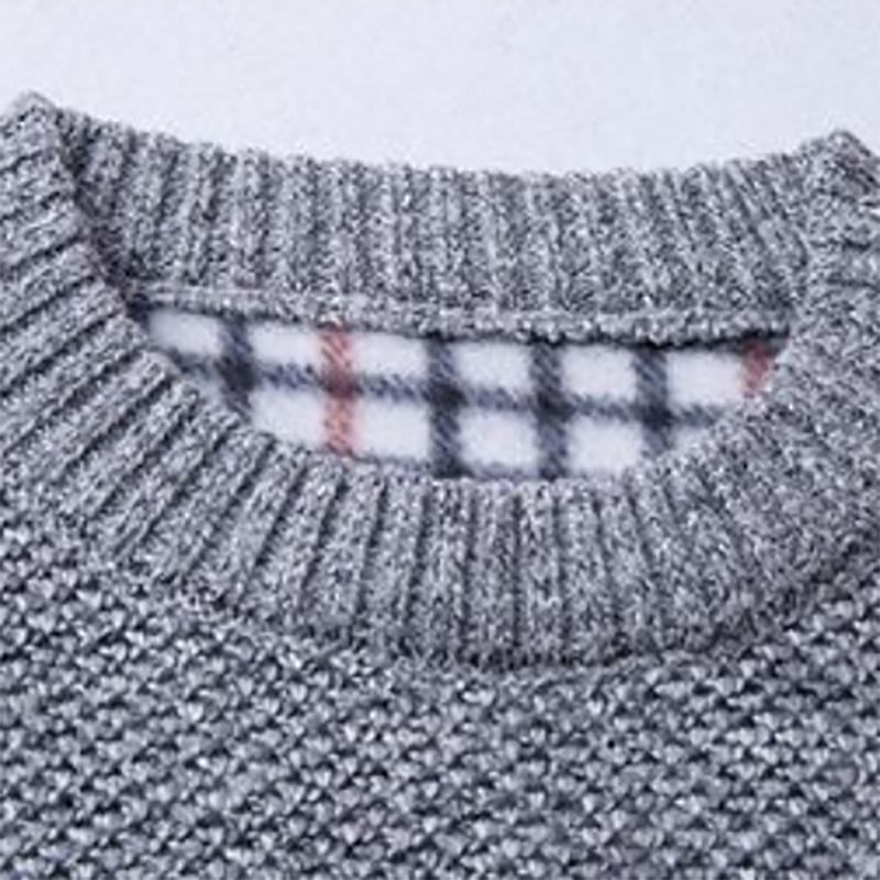 Men Fashion Pullovers Slim Fit Warm Sweater Contrast Color Autumn O-Neck Trendy Sweater