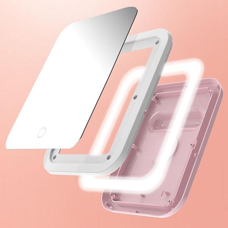Ligthing LED Makeup Mirror Travel Desktop Mirror Three-speed Adjustable Touch Screen USB Charging