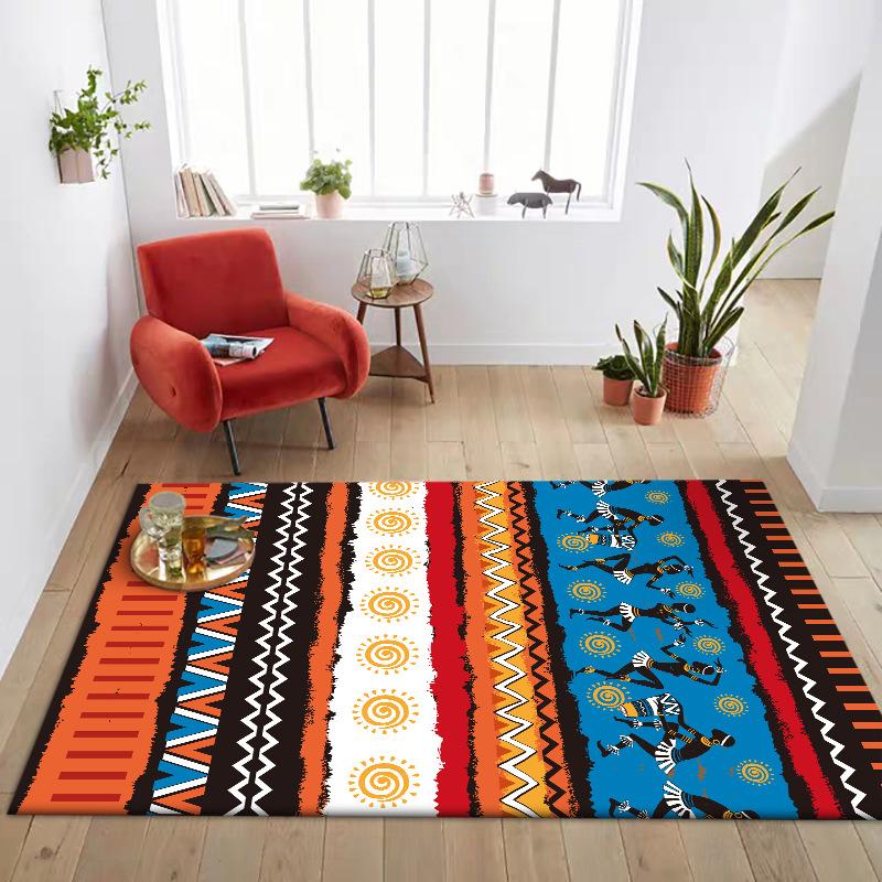 Household Carpet Bohemian Indian Colored Tribal Ethnic Style Living Room Bedroom Kitchen Bedside Non-slip Carpet Floor Mats