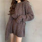Autumn and Winter Lazy Wind To Wear Loose Mid-length Sweater Women Thick Sweater Coat