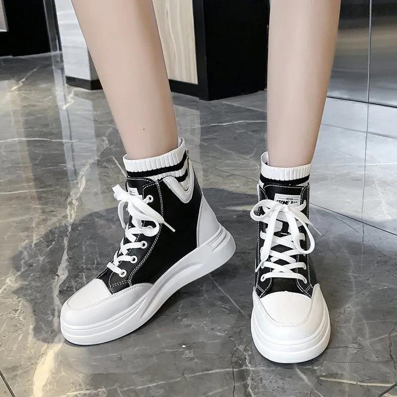 Autumn and Winter All-match Women's High-top Shoes Thick-soled Heightened Casual Shoes Student Martin Boots
