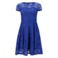 Elegant Lace Dress Women Plus Size Short Sleeve Transparent Black Slim Dresses O-Neck Midi Casual Dresses Summer Vestidos