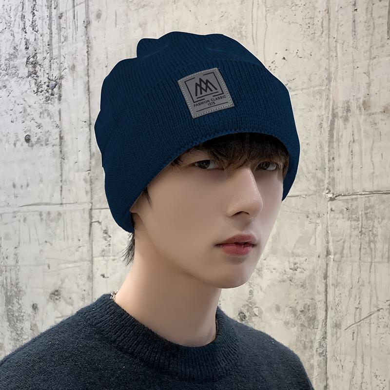 Men's Solid Color Knitted Hat Winter Plus Velvet Thick Warm Woolen Hat Korean Version of The Light Board Cold Thick Hat