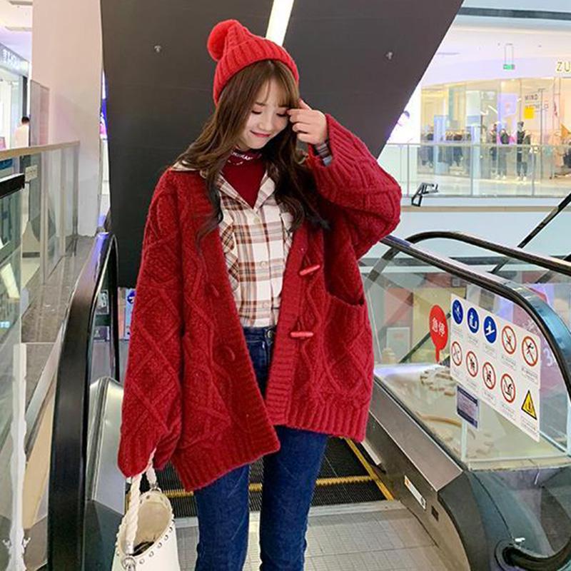 Autumn and Winter Sweater Cardigan Loose and Versatile Lazy Style Thick Knit Sweater Top