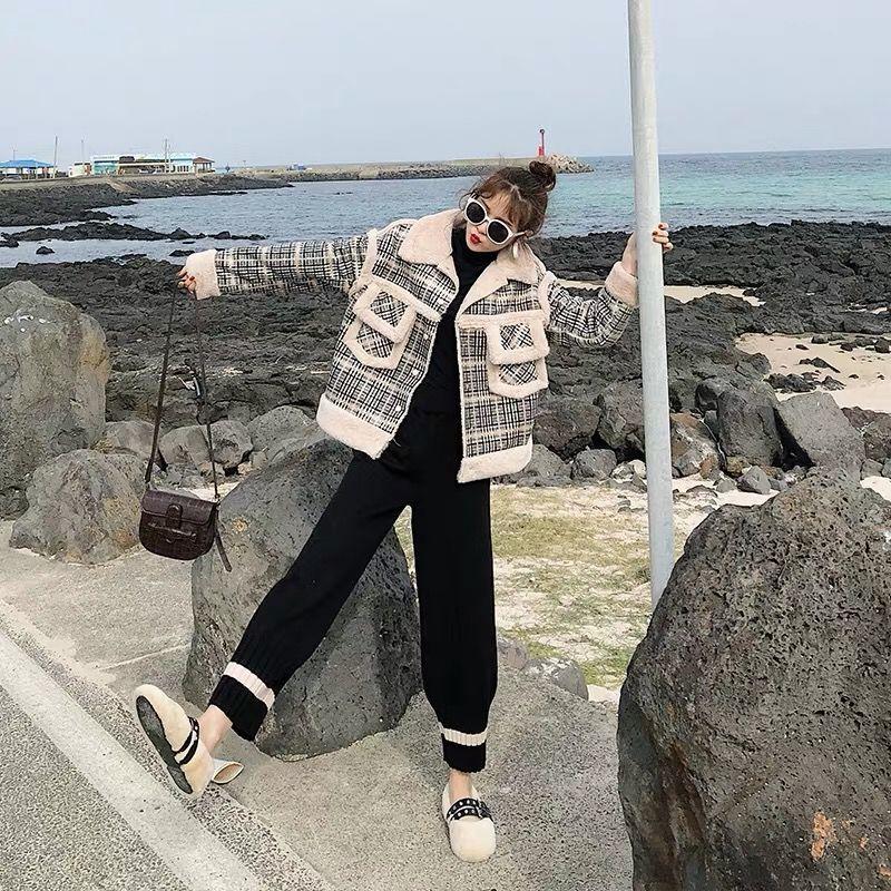 Plus Velvet Thick Fur All-in-one Granular Velvet Jacket Fashion Sexy Short Loose Lamb Wool Female Jacket