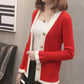 Spring and Autumn Knitted Cardigan Sweater All-match Long-sleeved Slim Jacket Fashion Simple Female Top