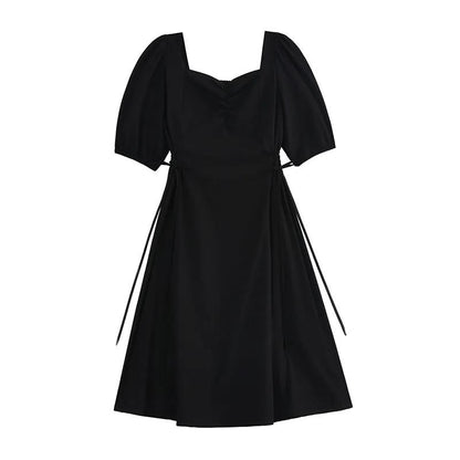 Harajuku Pure Knitting Full Sleeve Low Cut Dress Women's Office Lady Street Casual Wear Black Basic Bodycon Mini Dresses