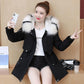 Winter Plus Size Women's Parka Coat Plus Velvet Mid-length Loose Cotton Coat Fashion Big Fur Collar Coat
