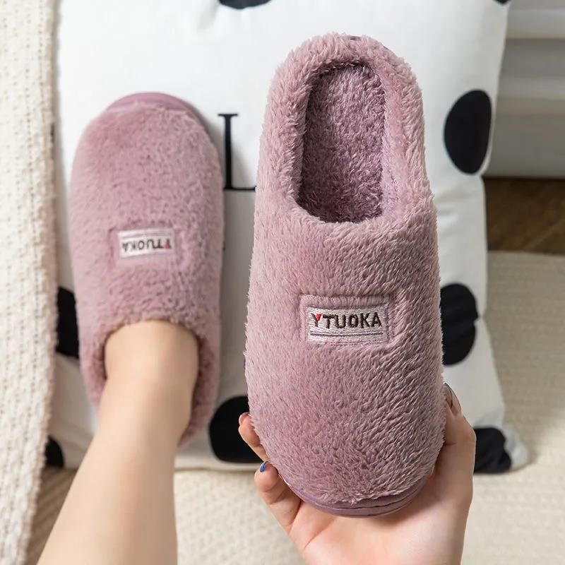 Warm Slippers Women Indoor Floor Flat Shoes Spring Autumn Winter Warm Home Cotton Plush Slippers