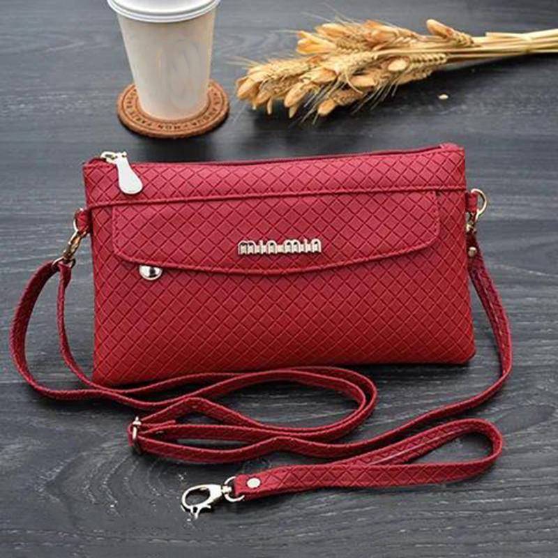 Check Leather crossbody bag Women Shoulder Messenger Bags Casual Portable Multi-Layer Large Capacity