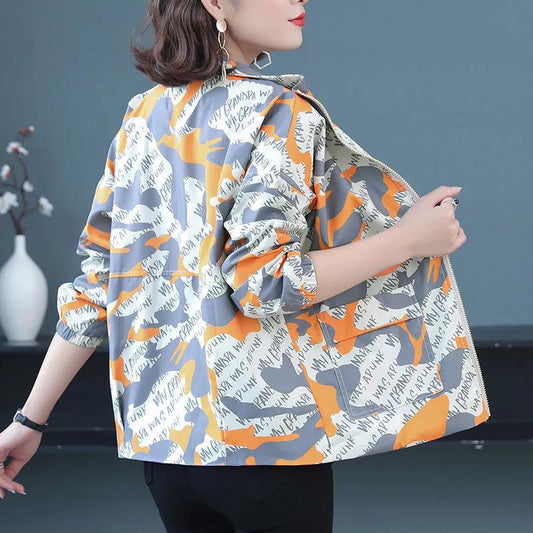 Women Windbreaker 2021 New Spring Autumn Short Coat Fashion Plus Size 3XL Stand-up Collar Ladies Jacket