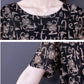 Plus Size Women's Clothes Covering Belly To Show Thin Mesh Print Mid Length Dress Round Neck Short Sleeve Casual Loose Dress