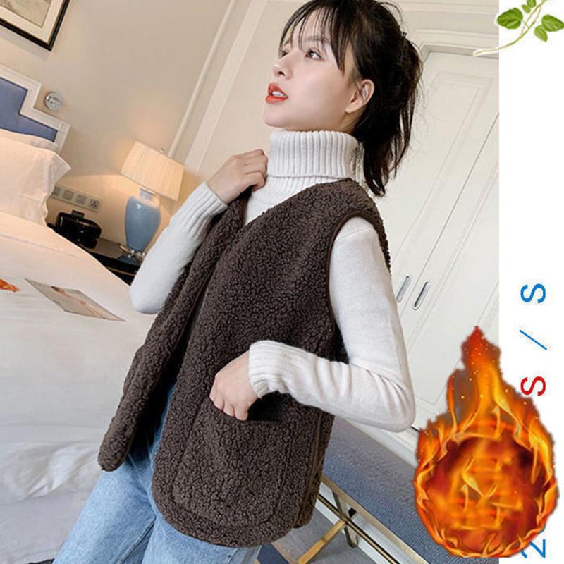 Faux Lamb Velvet Vest Women's Wild Loose Women's Waistcoat Outer Wear Vest Vest Jacket Comfortable and Warm