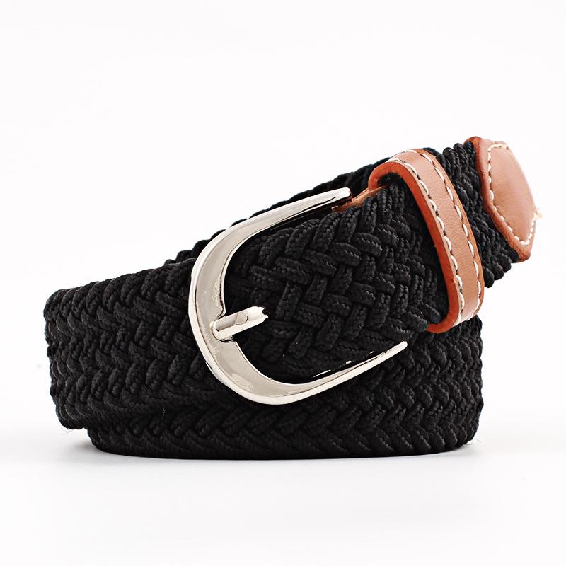 Belt Women Causal Leather Cover Buckle Woven Elastic Stretch Golf Wide Canvas Belts