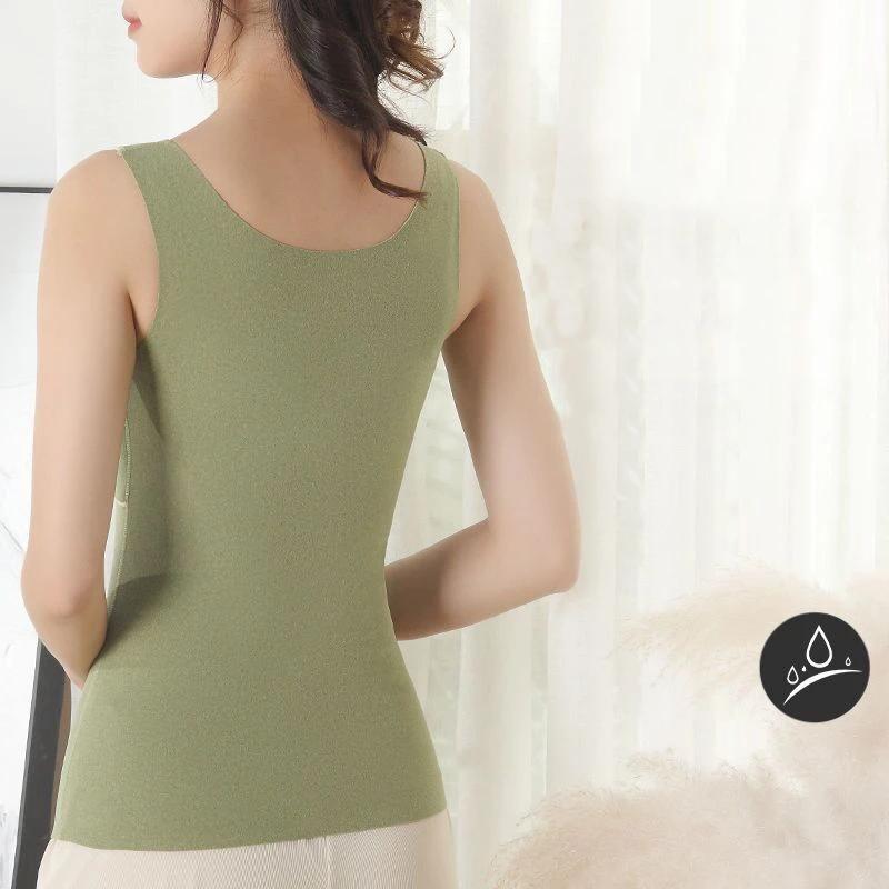 Undershirt Women Thermal Vest Tank Tops Women Winter Warm Lingerie Padded Crop Top Black Plus Size Singlet Strap Camis Sleep Bra