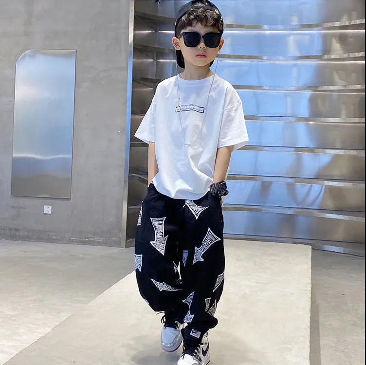Boys' Summer T-shirt Western Style Summer Clothes Big Children's Korean Style Suit Children's Loose Leisure Mosquito Pants