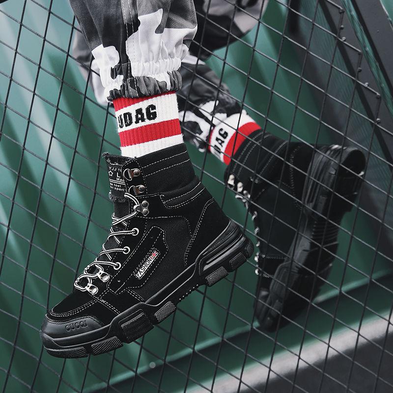Outdoor Work High-top Shoes Men's Shoes Men's Hip Hop Shoes Men's Casual Canvas Martin Boots Men