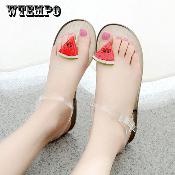 Summer Sandals Female  Personality Lemon Fruit Cute Toe Beach Student Flat Jelly Shoes