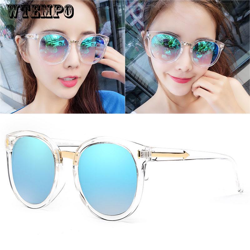 WTEMPO Sunglasses Reflective UV Protect Glasses Mirror Black Frame Steampunk Women Eyewear