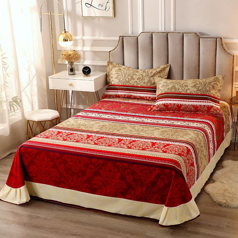 Pure Cotton Thermal Sheet and Pillowcase Three-piece Set Double Student Dormitory Printed Geometric Pattern Bedding Set Light Luxury