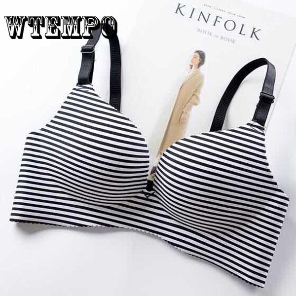 Sexy Woman Push Up Bra Seamless French Romantic Gathered Bra Printed Anima Bra Sweet
