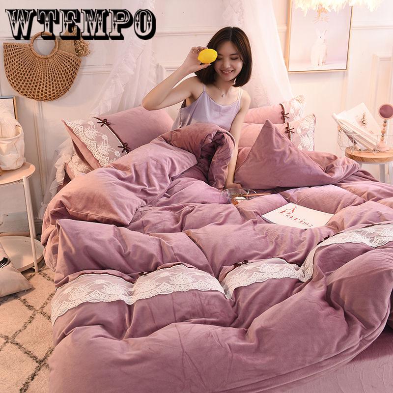 Cartoon Sanding Velvet Coral Fleece Boy Girl Four-piece Home Textile Christmas Gifts