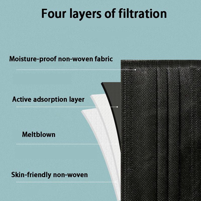 4-layer Thickened Breathable Disposable Masks Black Dust-proof Anti-bacterial Non-woven Face Masks
