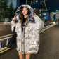 Down Jacket Women Casual All-match White Windbreaker Velvet Stand-up Collar Warm Jacket
