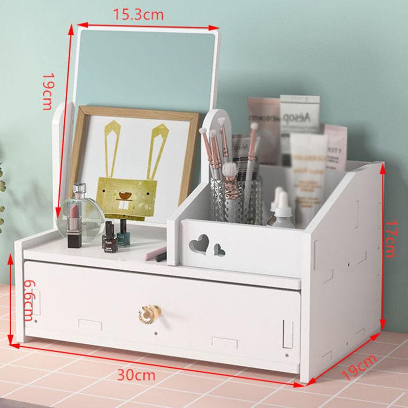 WomenVanity Mirror with Storage  Integrated Desktop Removable Makeup Mirror Bedroom Dormitory