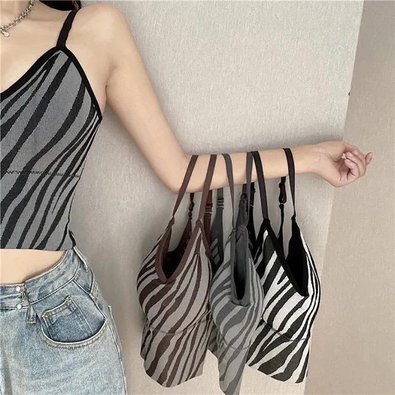 Zebra Pattern Wrap Chest Removable Latex Chest Pad Big U Beauty Back Underwear Tube Top Sports Vest Push Up Bra Top Lingerie Yoga Crop Tops for Women