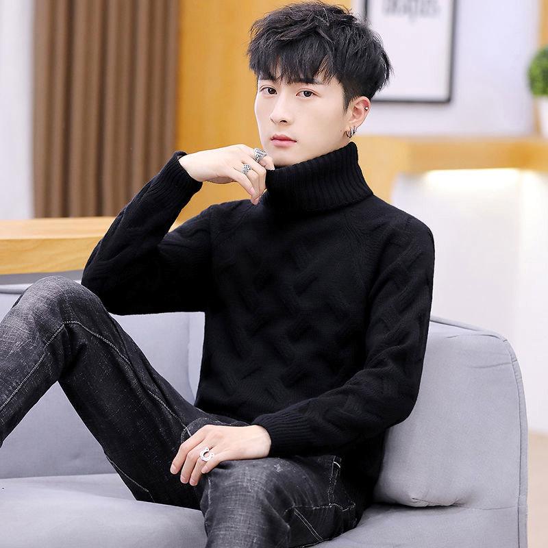 Autumn and Winter Men's Slim Turtleneck Sweater Thickening Trend Youth Sweater