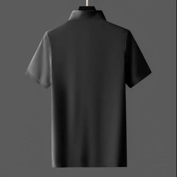 Summer Silky Seamless Ice Silk Middle-aged Business Two-piece Men's Straight Short-sleeved Lapel T-shirt Casual Suit