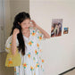 Women's Summer Long Dress Puff Sleeve Floral V-Neck A-Line Dress