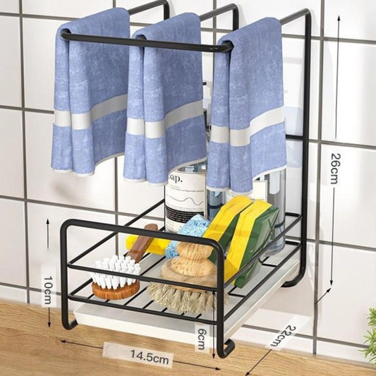 Kitchen Removable Rag Rack Sponge Holder Sink Organizer Multipurpose Shelf Countertop Wall Hanging Drain Rack Dish Cloth Storage Rack Sink Sink Shelf