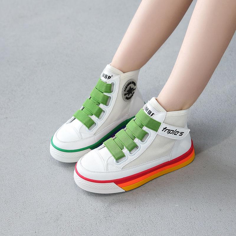 Children High Sneakers Summer Female Shoes White Sneakers Mesh Breathable Feminino