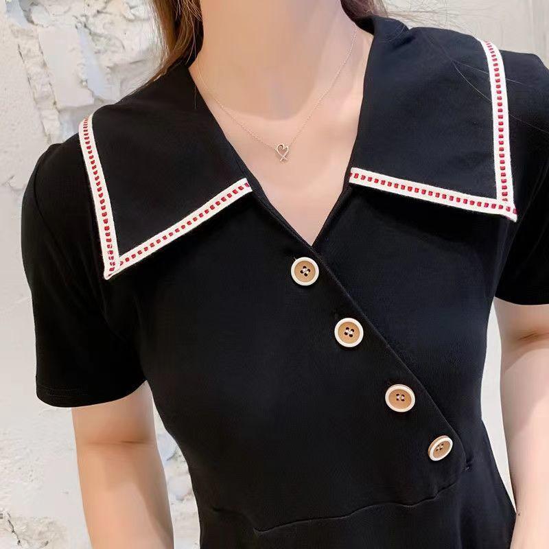 Summer Plus Size Dress Women's Waist Cover Belly French Korean Style Solid Color Midi Skirt