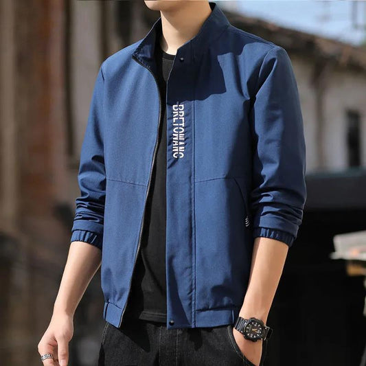 Men's Spring and Autumn Jacket Student Casual Stand-up Collar Trend Handsome Business Jacket Men's Outerwear