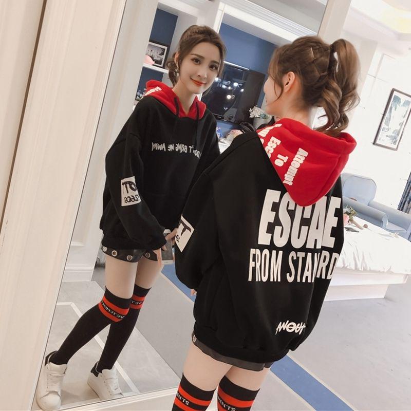 Women's Sweatshirt Wild Large Size Long Sleeve Warm Hood Top Autumn Winter Sweater Cotton