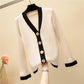Spring Warm Short Knit Single-breasted Long-sleeved Cardigan Soft V-neck Sweater Coat Women