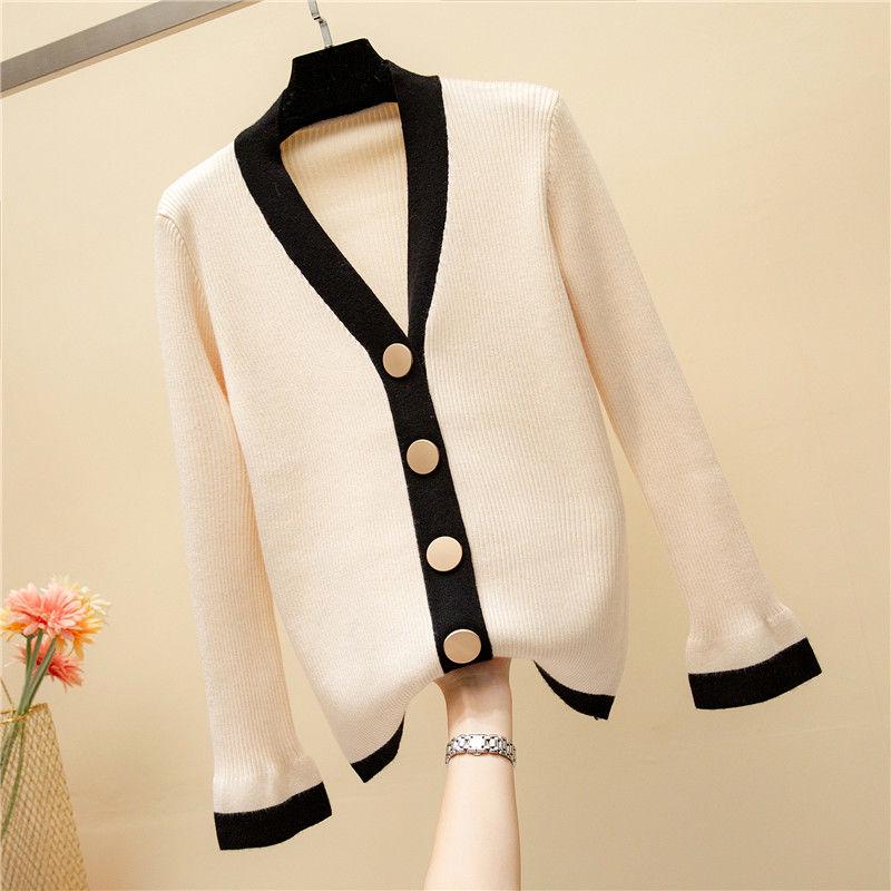 Spring Warm Short Knit Single-breasted Long-sleeved Cardigan Soft V-neck Sweater Coat Women