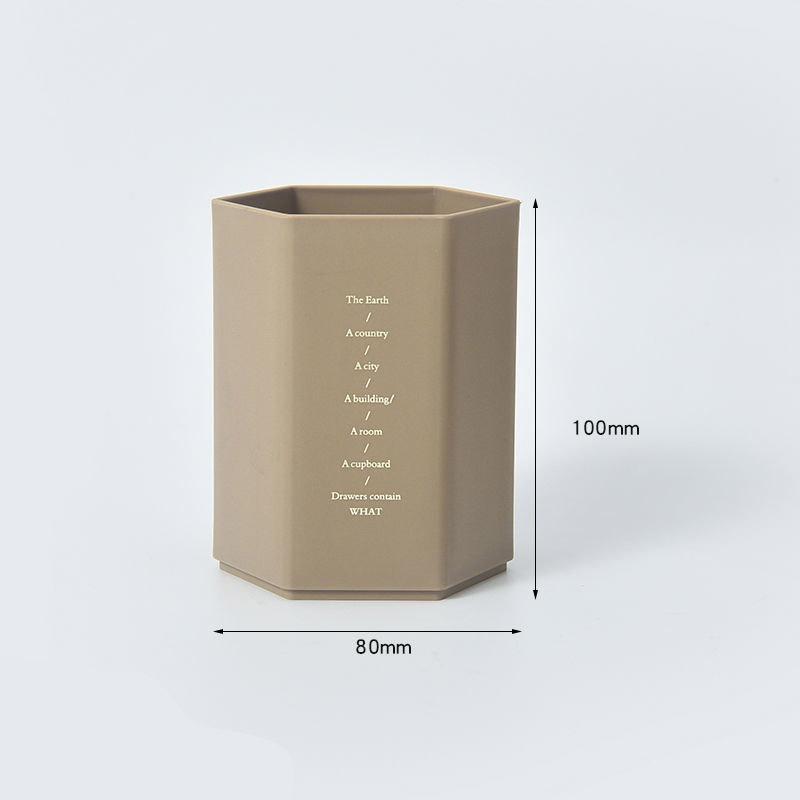Ins Retro Pen Holder Simple Student Japanese High-value Desktop Hexagonal Pen Holder Storage Box Desktop Storage Stationery