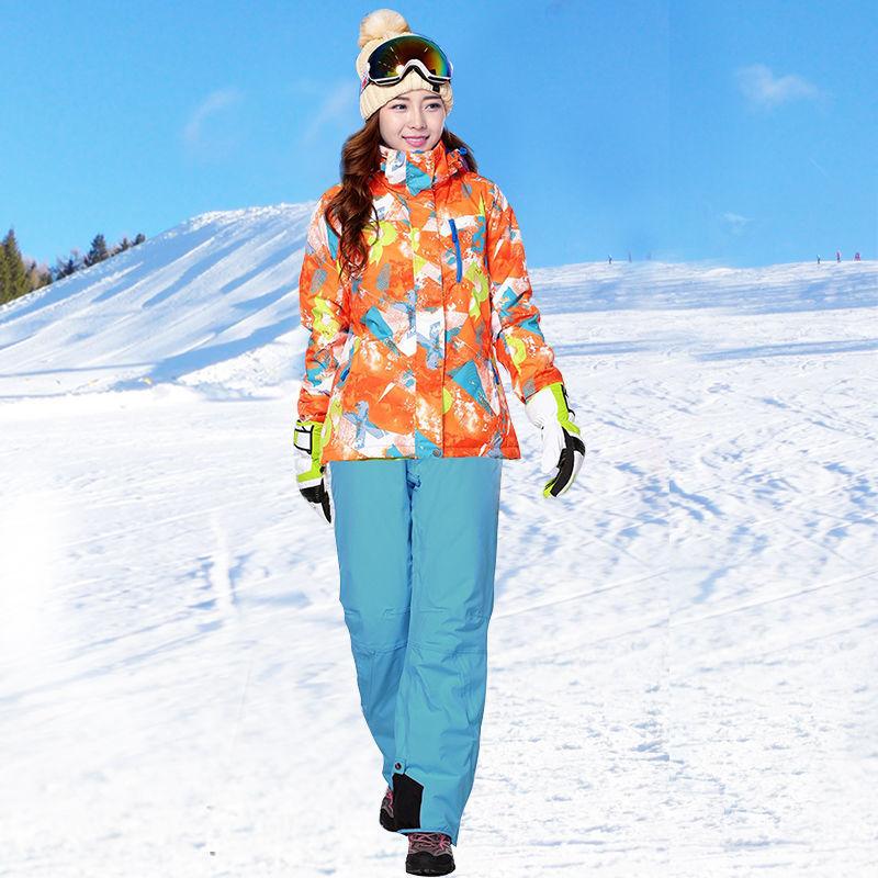 Winter Women's Ski Suit Suit Outdoor Warmth Thick Windproof Waterproof Veneer Double Board Couple Ski Tops Ski Pants