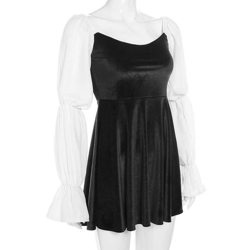 Women's Dress Autumn Korean Fleece Stitching Princess Skirt Ins Tide Clothing Ladies Girls Dress