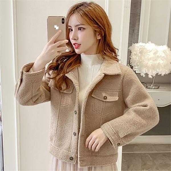 Winter Cashmere Short Women's Coat Women Solid Oversized Jacket
